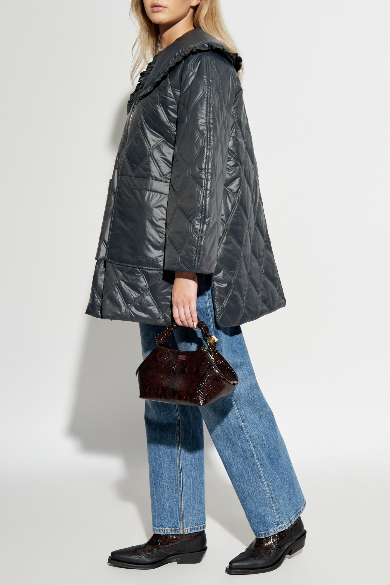 Grey Padded Jacket Ganni - Vitkac AS